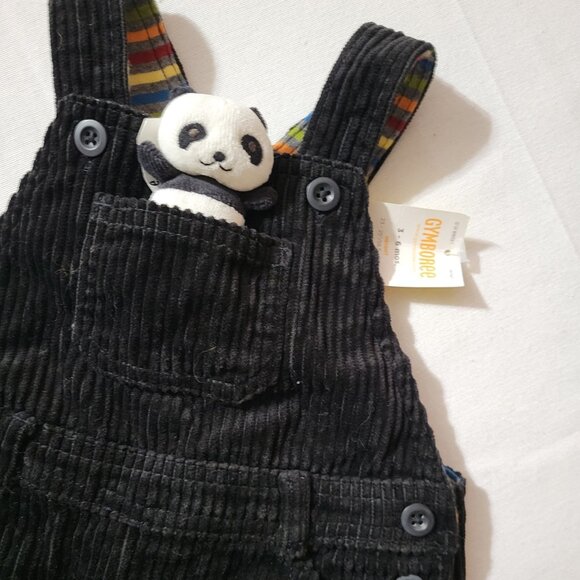 Gymboree Vintage 2007 Little Panda Corduroy Pocket Pal 3-6 month Overalls NWT. - Picture 1 of 3
